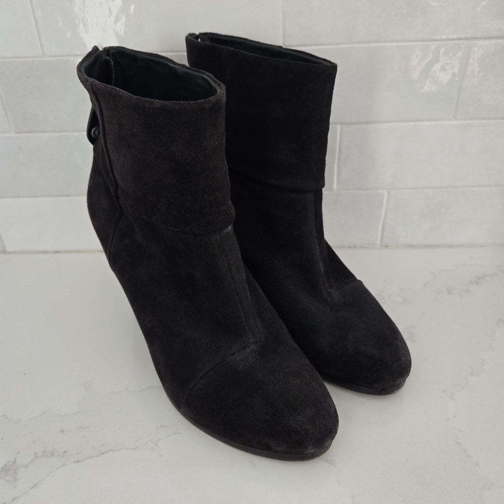 Rag & Bone Classic Newbury Heeled Ankle Boot Asphalt Black Suede Bootie Size 40 - Picture 5 of 11